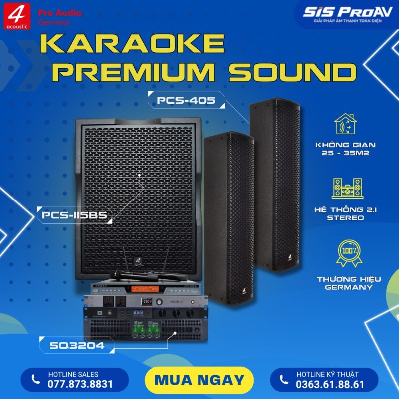 Bộ dàn Karaoke 4Acoustic PCS 405 – Sub115BS – Amplifier SQ3204
